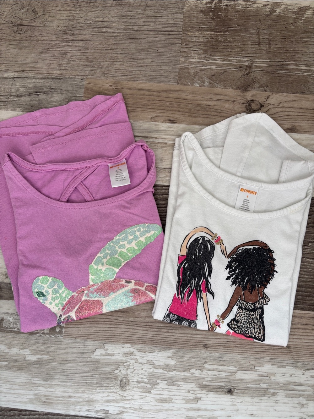Girls' Purple and White Graphic tops Tops - Pack of 2
